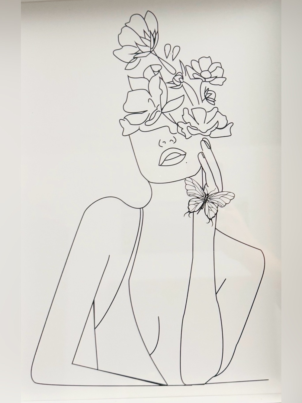Bundle Set (2) - Minimalist Line Art - Woman Flowers Butterfly- Art Decor - Picture 10 of 11